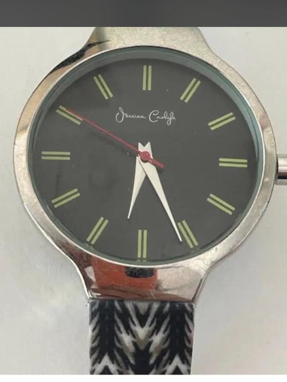 Stylish Black & White Patterned Strap Watch